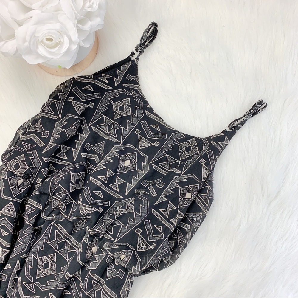 One Clothing Black & White Aztec High-Low Dress